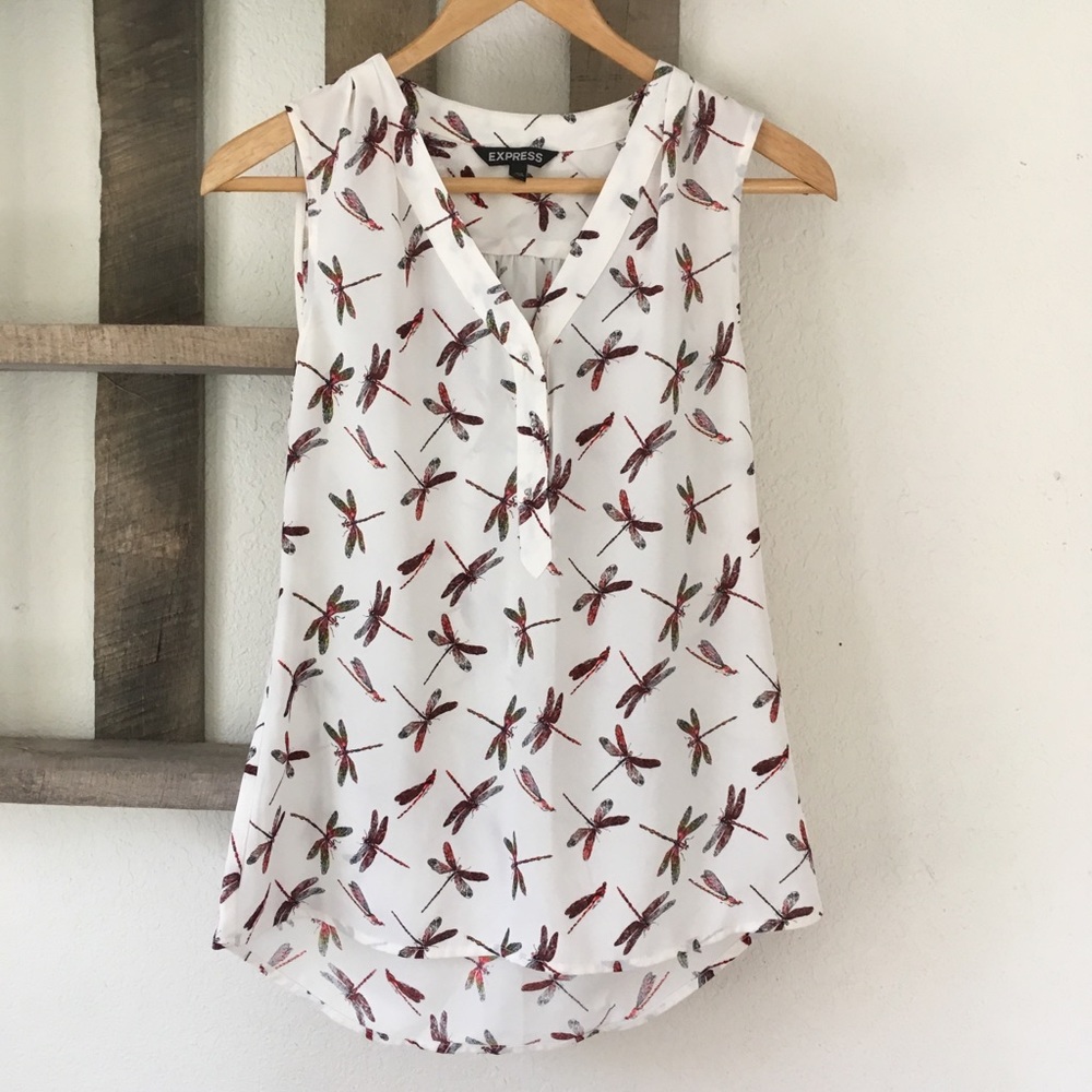 Express sleeveless dragonfly blouse